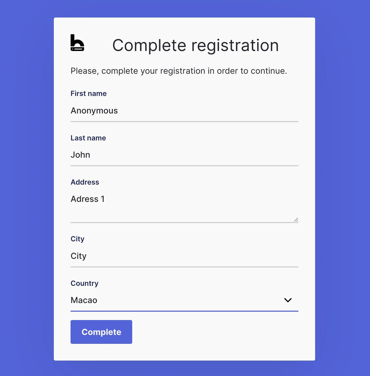 bithost registration complete
screen
